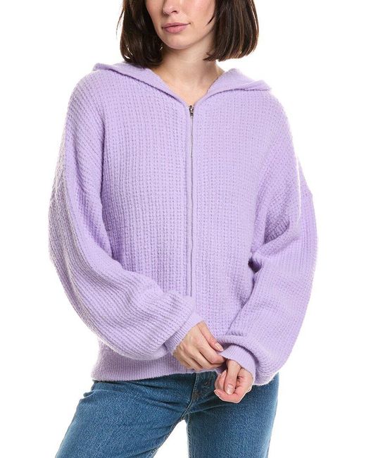 LaBiz Purple Lalamia Zip Knit Wool & Alpaca-Blend Hoodie Jacket