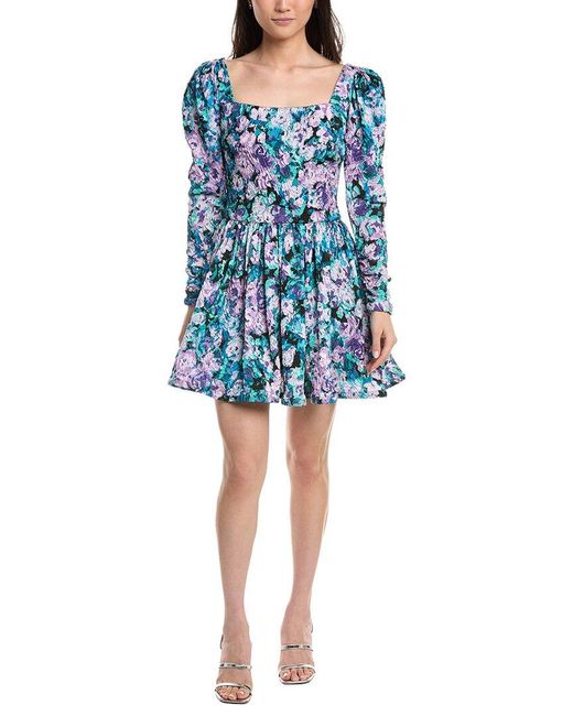 Tadashi Shoji Blue Harlym Floral Print Mini Dress
