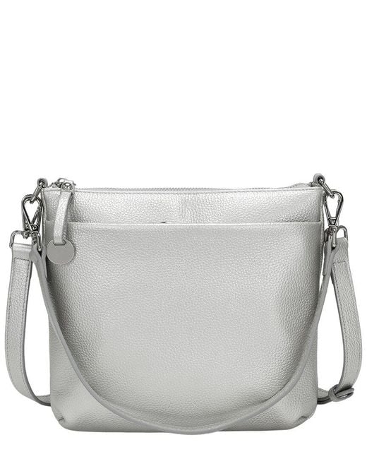 Tiffany & Fred Paris Gray Tiffany And Fred Paris Metallic Leather Double Zip Crossbody