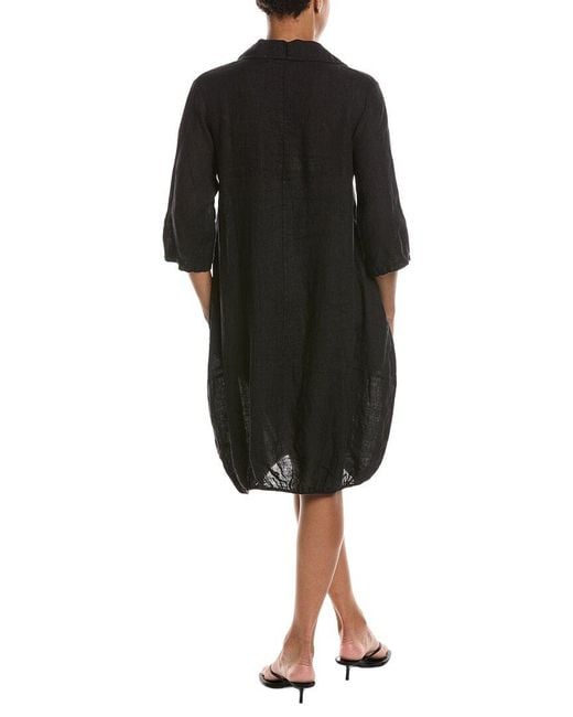 Persaman New York Black Linen Midi Dress