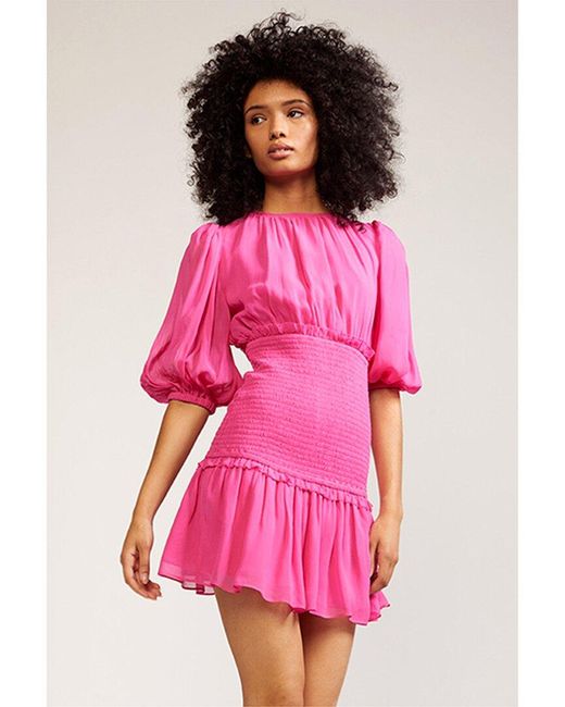Cynthia Rowley Pink Rosa Smocked Mini Dress