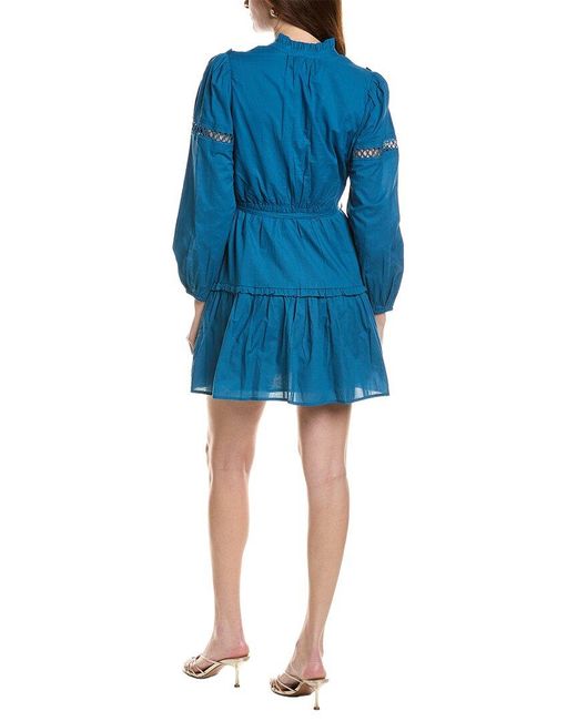 Adrianna Papell Blue Long Sleeve Mini Dress