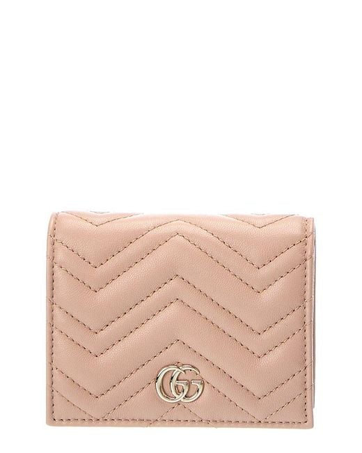 Gucci Pink Gg Marmont Leather Card Case