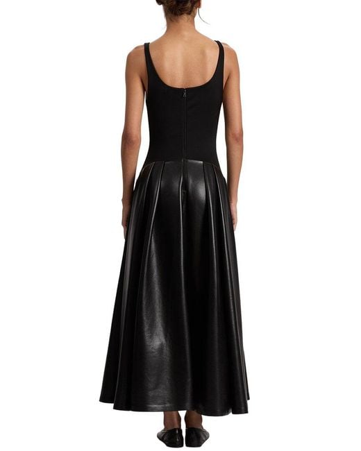 Alice + Olivia Black Adley U-Neck Drop Waist Midi Dress