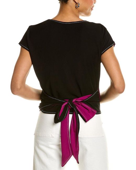 Tory Burch Black Crepe Jersey Wrap Top