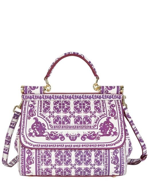 Tiffany & Fred Paris Purple Saffiano Painted Leather Top-Handle Satchel