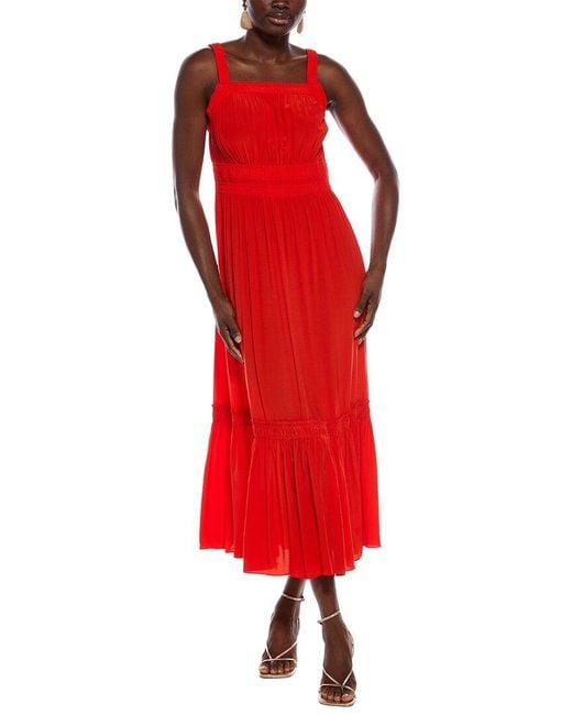 Marc Cain Red Solid Midi Dress