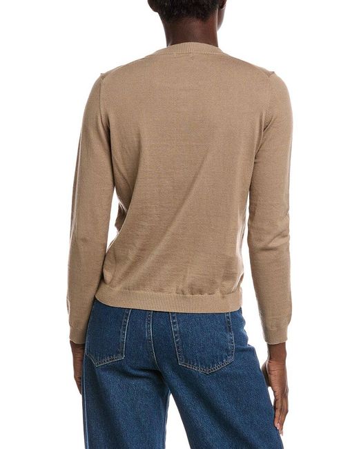 Minnie Rose Blue Cashmere-Blend Henley Sweater