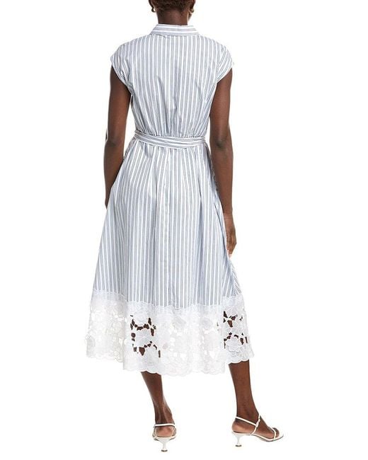 Ellen Tracy White 3D Cutout Broderie Poplin Shirtdress