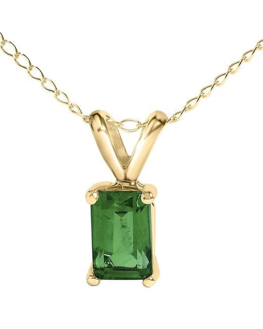Haus of Brilliance Green Colorful Gemstones 14K 0.40 Ct. Tw. Emerald Pendant Necklace