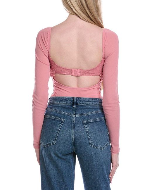Free People Red Suddenly Fine Bodysuit