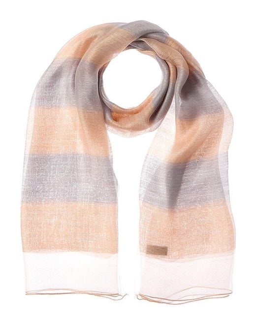 Saachi Pink Shimmering Striped Silk & Wool-Blend Scarf