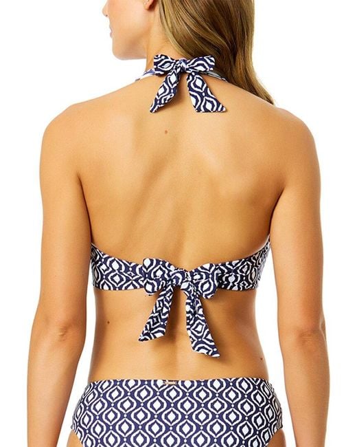Anne Cole Blue Tie Back Twist Front Halter Top
