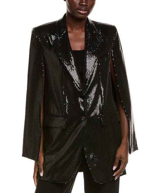 Michael Kors Black Sequin Silk-Blend Cape Jacket