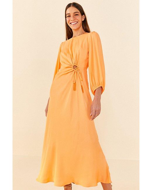 Farm Rio Orange Cutout Maxi Dress