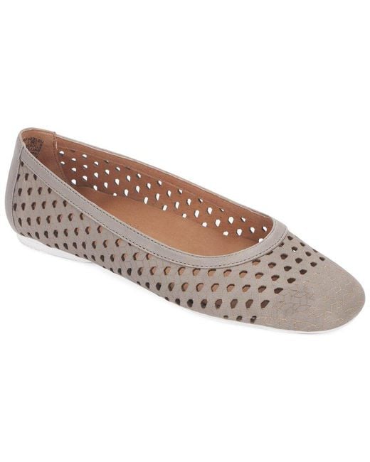 Gentle Souls Brown By Kenneth Cole Eugene Travel Ballet Leather Flat