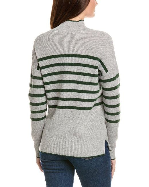 Kier + J Gray Kier + J Mock Neck Striped Wool & Cashmere-Blend Sweater