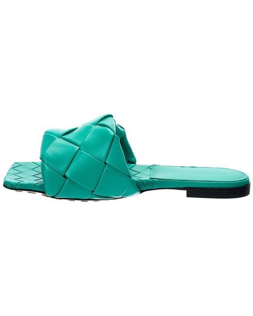 Bottega Veneta Green The Lido Intrecciato Leather Sandal