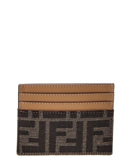 Fendi Brown Baguette Ff Jacquard & Leather Card Case