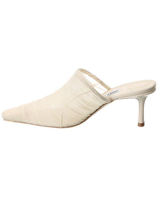 Jimmy Choo White Lotta 65 Ruched Tulle Mule
