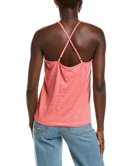 Chaser Brand Red Strappy Ruffle Linen-Blend Cami