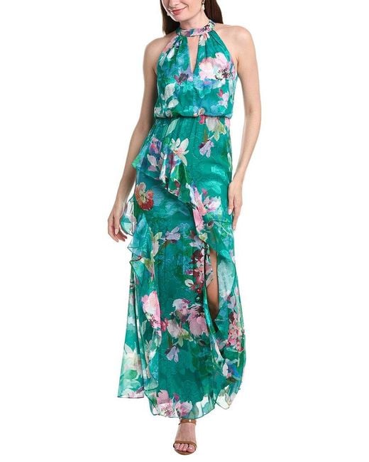 Adrianna Papell Green Printed Mermaid Gown