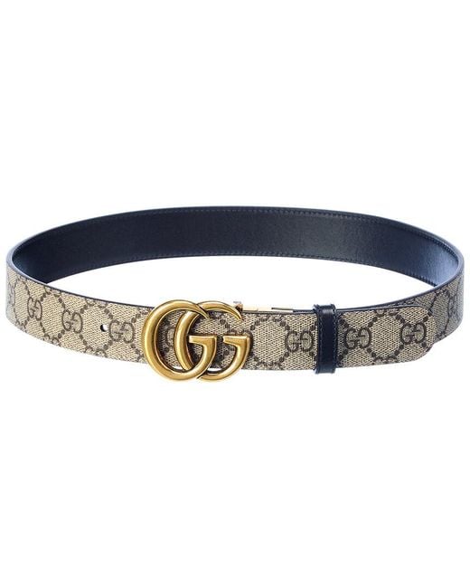 Gucci Blue Gg Marmont Reversible Gg Supreme Canvas & Leather Belt