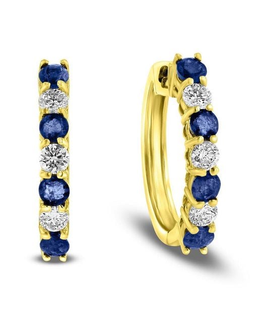 LEVARON Metallic 14K 1.15 Ct. Tw. Diamond & Sapphire Earrings