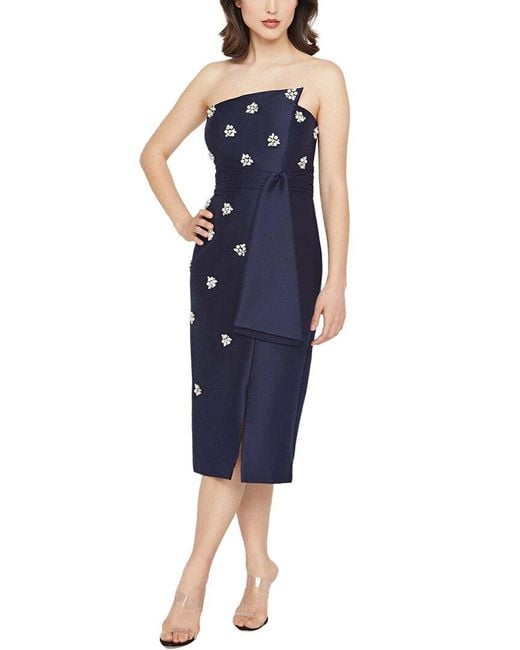 Kay Unger Blue Ria Embellished Midi Dress