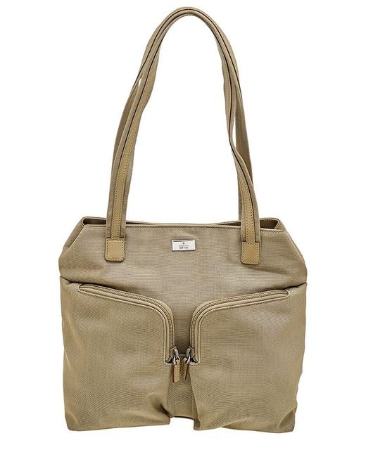 Gucci Natural Gg Canvas & Leather Double Pocket Tote (Authentic Pre-Owned)