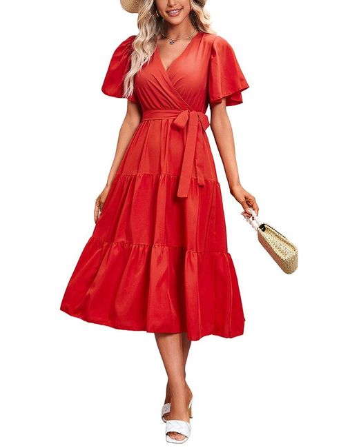VERA DOLINI Red Midi Dress