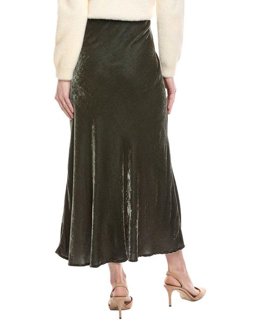 Velvet By Graham & Spencer Green Eza Velvet Silk-Blend Skirt