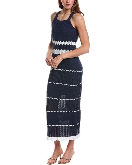 Design History Blue Mixed Stitch Tank Maxi Dress
