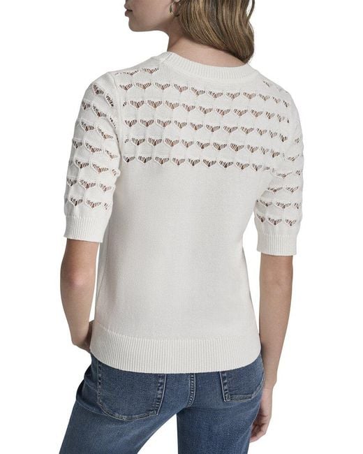 DKNY Gray Yoke Sweater Top