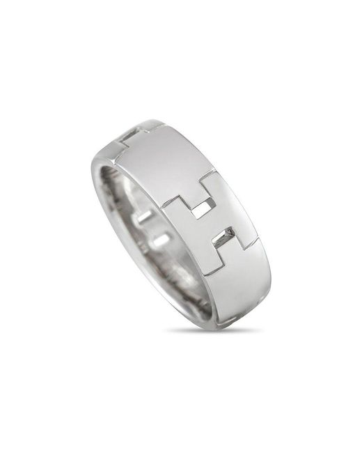 Hermès Gray 18K Diamond H Ring (Authentic Pre-Owned)