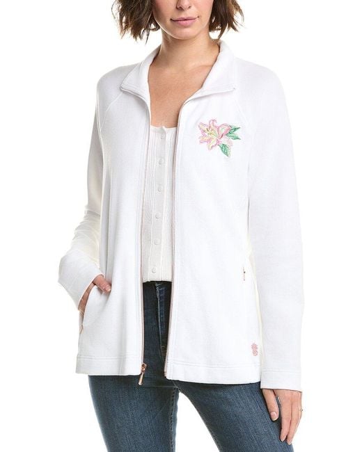 Tommy Bahama White Aruba Tropical Bliss Embroidered Full Zip Sweatshirt
