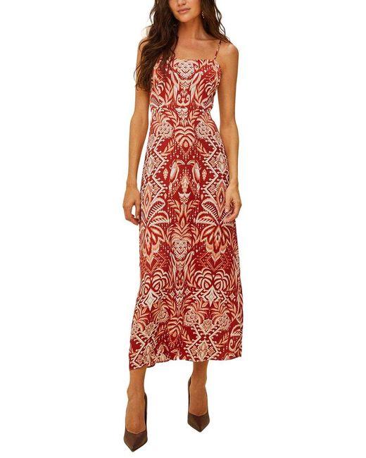 Farm Rio Red Tropical Tapestry Slip Dress