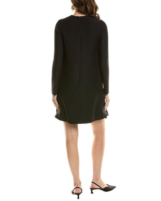 Valentino Black Wool & Silk-Blend Shift Dress