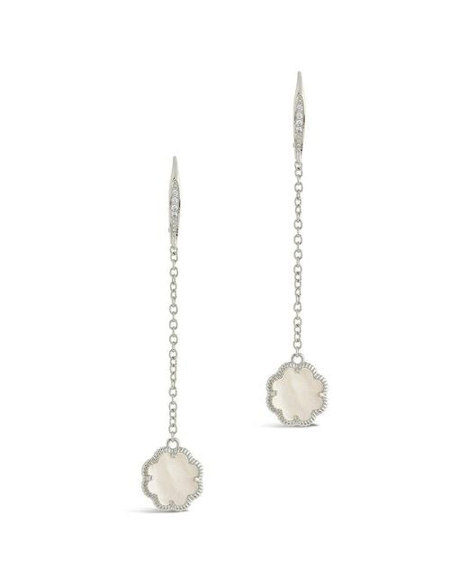 Sterling Forever White Pearl Long Drop Earrings