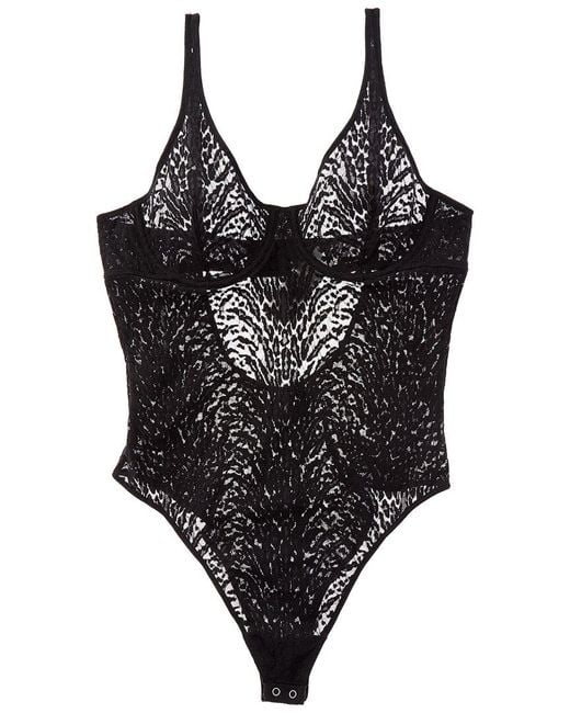 Wolford Black Animalier Lace Underwire Bodysuit