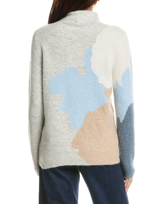Forte Blue Lofty Intarsia Funnel Neck Alpaca-Blend Sweater