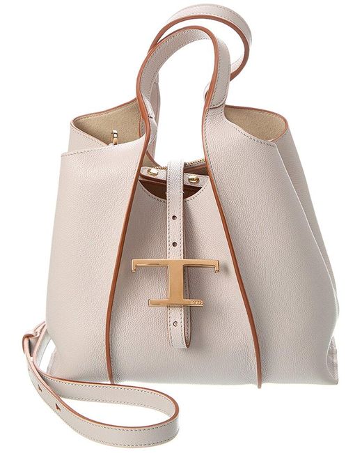Tod's Natural T Timeless Mini Leather Tote