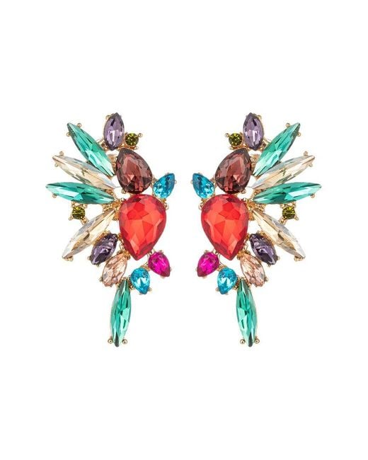 Eye Candy LA Red Art Gala Crystal Rainbow Drop Earrings