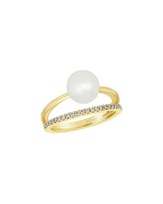 Le Vian Metallic Vanilla Pearls 14K 0.16 Ct. Tw. Diamond & Fresh Water Pearl & 8-9Mm Pearl Cocktail Ring