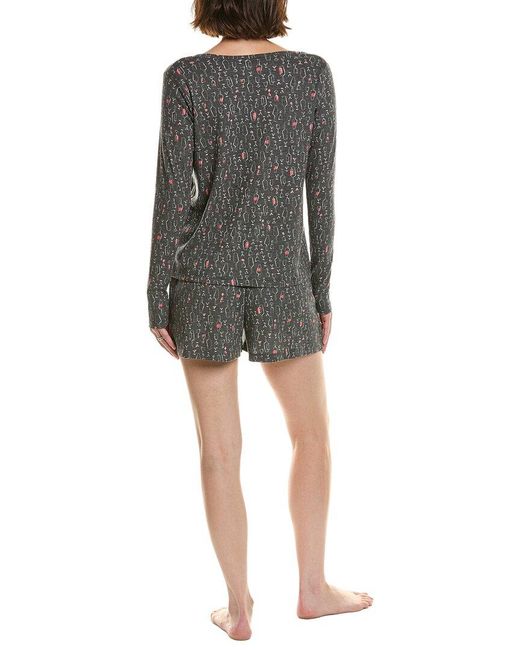 Hue Black 2Pc Waffel Pajama Set