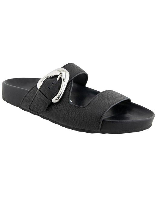 Aerosoles Black Lemon Leather Flat Sandal