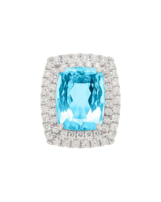 Diana M Blue Fine Jewelry 18k 18 Ct. Tw. Diamond & Aquamarine Half-set Ring