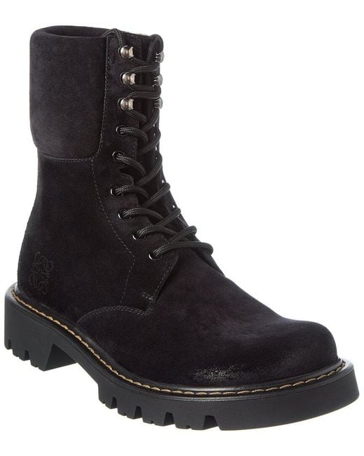 Loewe Black Sierra Suede Combat Boot