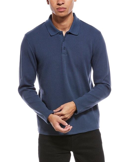Vince Blue Variegated Waffle Polo Shirt for men