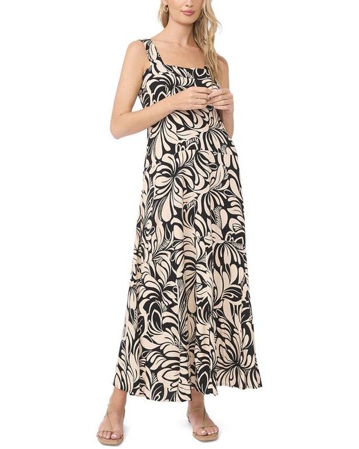 Vince Camuto White Thick Strap Square Neck Maxi Dress